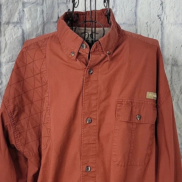 COLUMBIA PHG Rust Vented Men's Shirt XL/TG - Picture 2 of 10